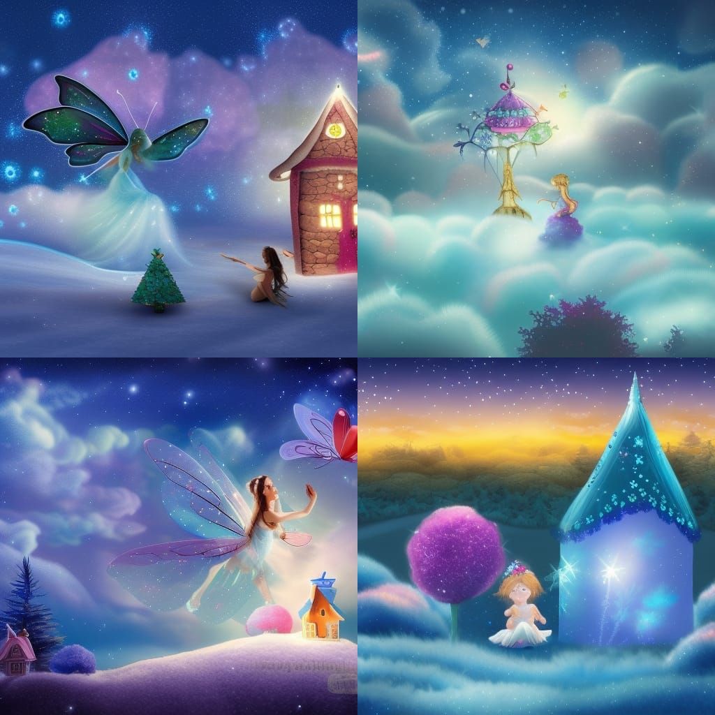 Fairy and Butterfly in Vibrant Christmas Wonderland, with Co...