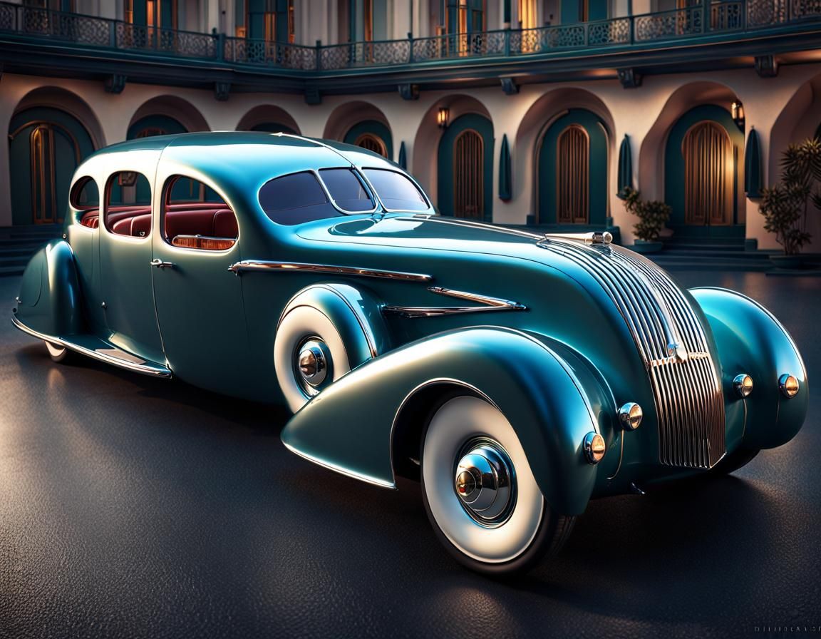 1938 Retrofuturistic Limousine Automobile