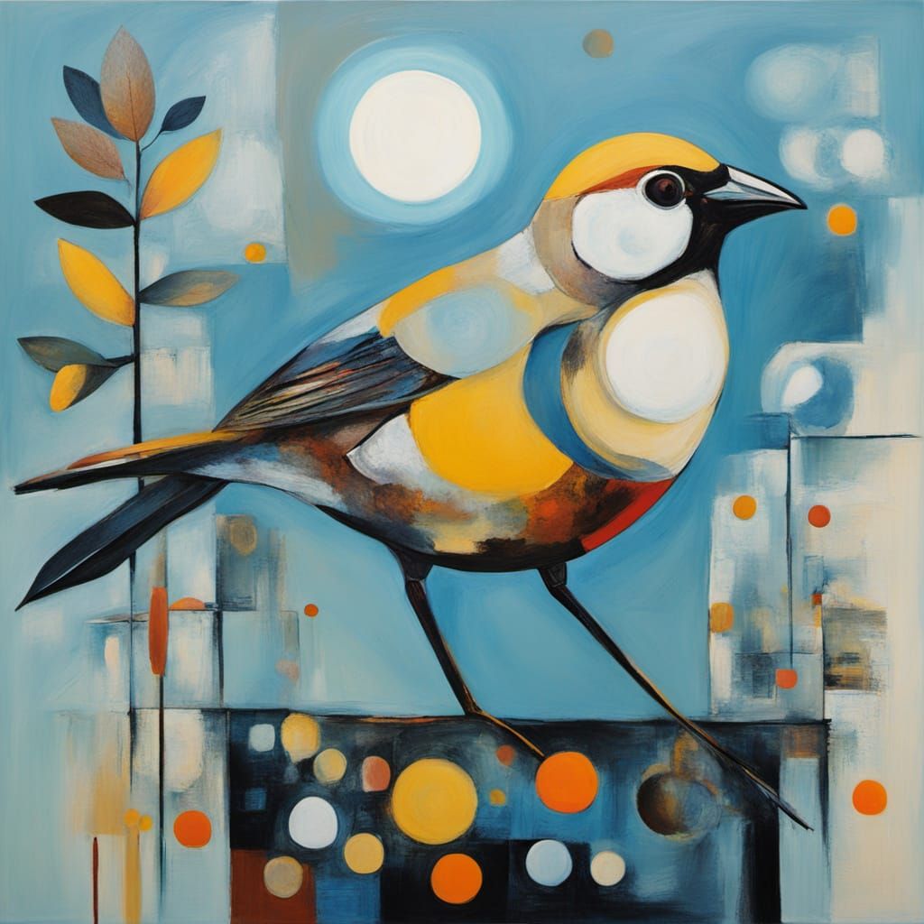 Surreal Abstract Painting with Bauhaus and Fauvism Elements