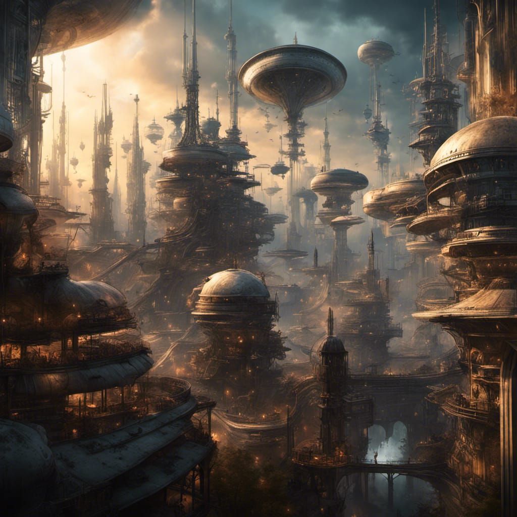 Biopunk Cityscape in Epic Ink Drawing Style