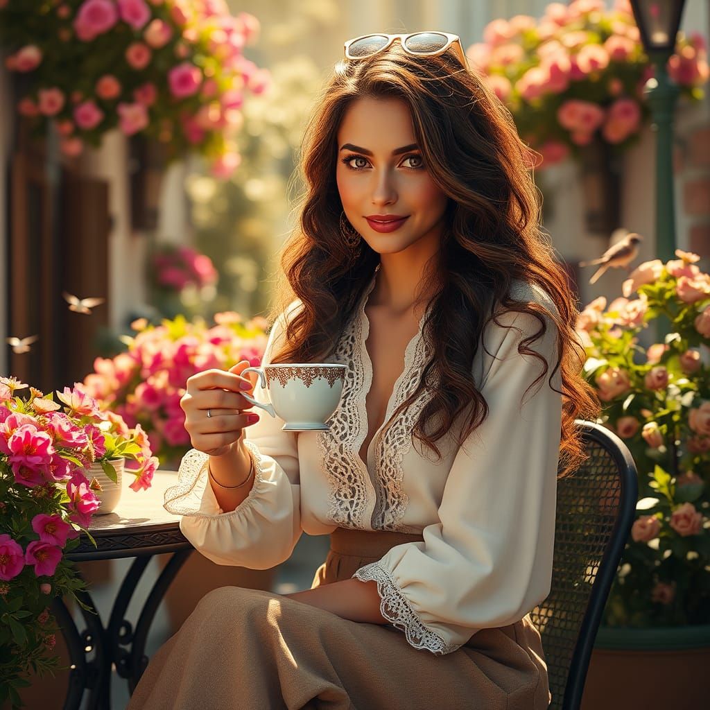 Stunning Café Scene in Whimsical Fantasy Style