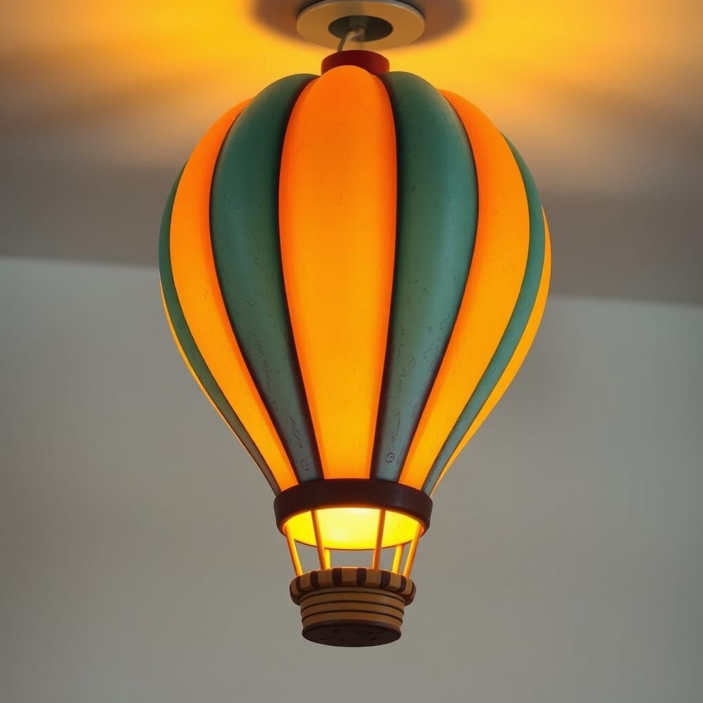 Vibrant Peanuts-Inspired Hot Air Balloon Lamp with Striped P...