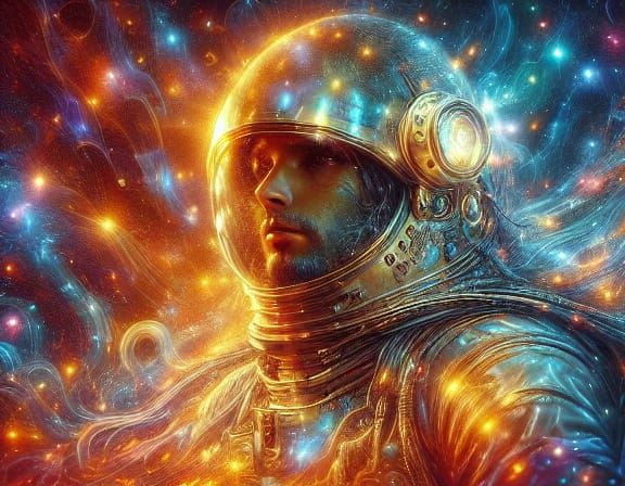 Renaissance Astronaut Contemplates Celestial Map