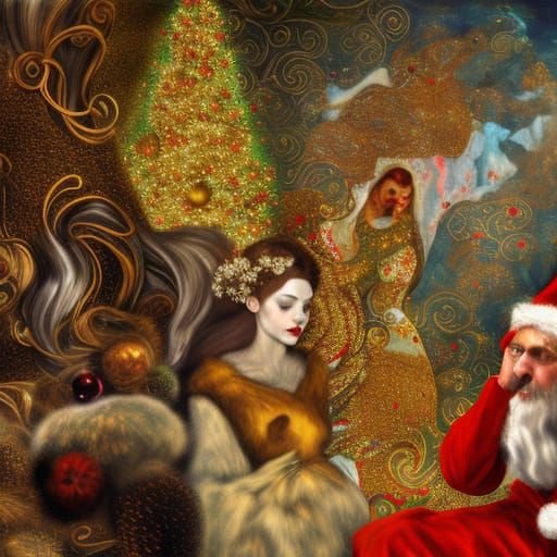 Elegant Christmas Fantasy in Whimsical Digital Airbrush Styl...