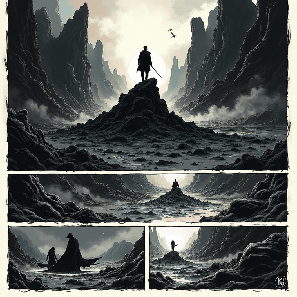 Dark Environmental Transformation in Graphic Novel Style