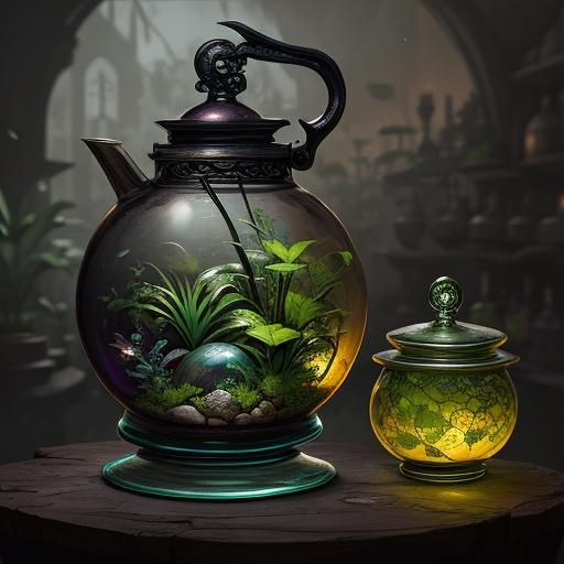 Fantastical Apothecary Garden within Crystal Clear Bowl