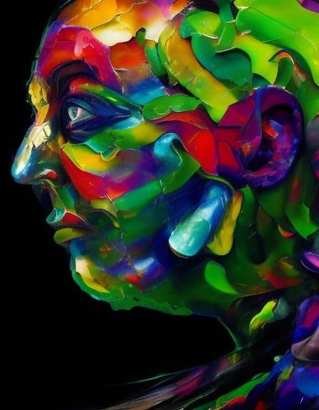 Golden Gelatinous Portrait in Biopunk Fauvism Style