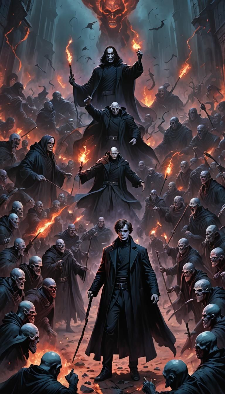 Dark Lord Harry Stands Amidst a Horde of Dark Creatures in a...