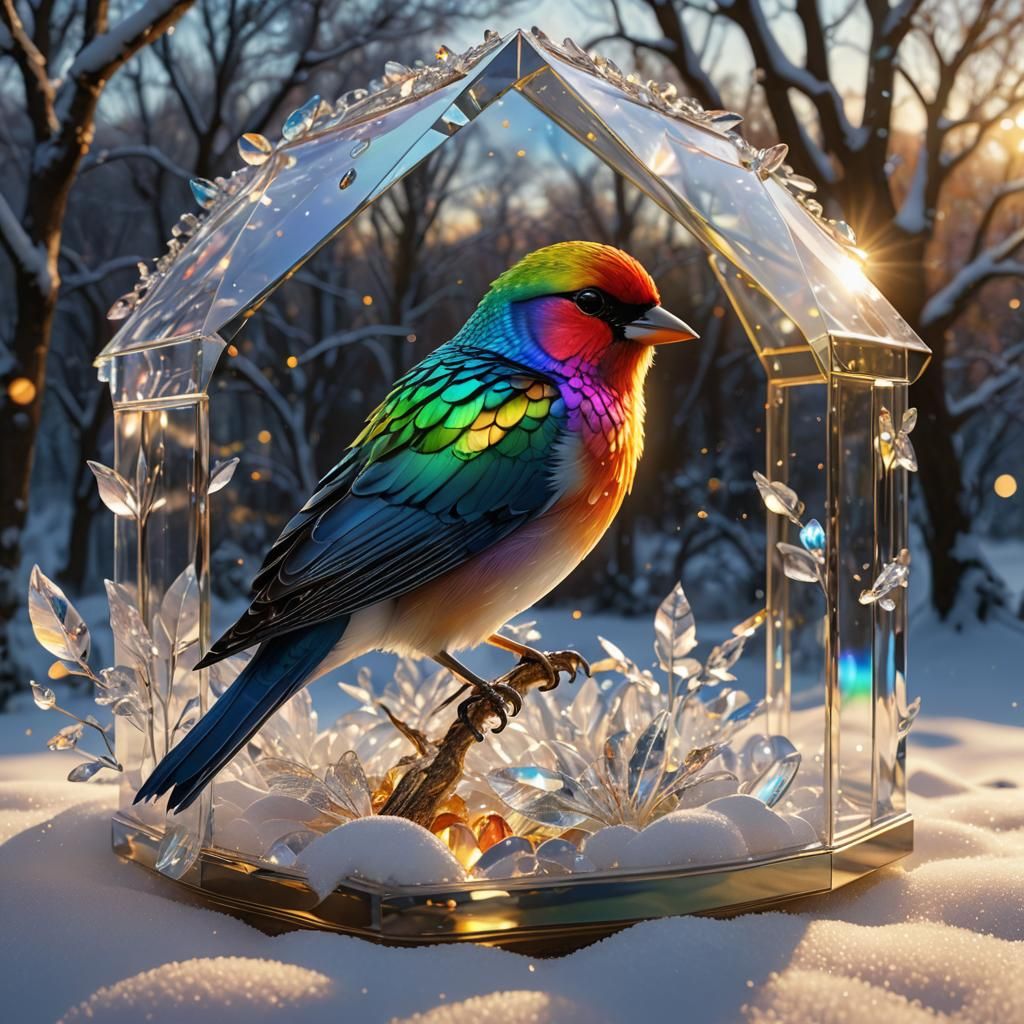 Stunning Hyperrealistic Bird House in Crystal
