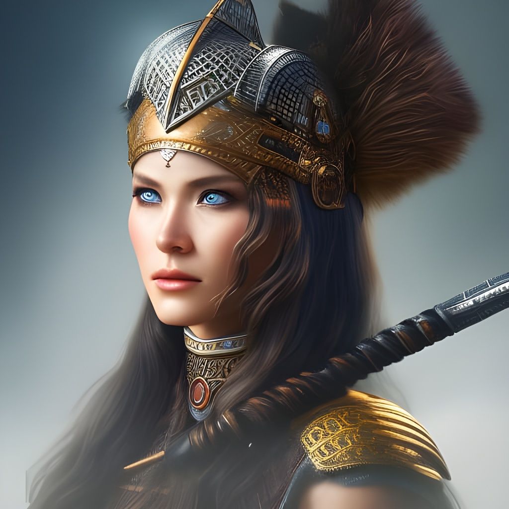 Detailed Viking Warrior Woman Portrait