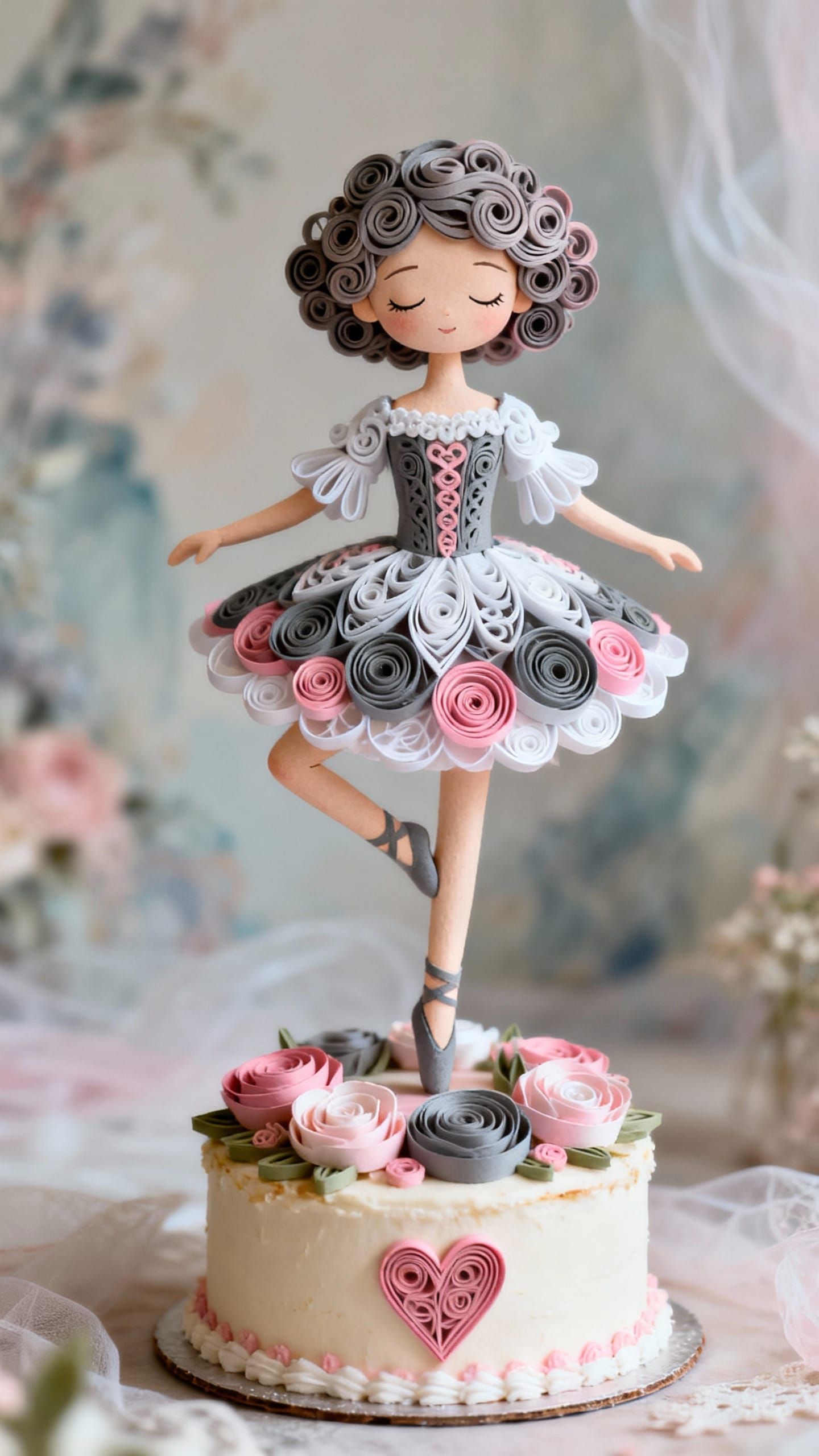 Quilled Paper Fairy Figurine in Delicate Tones