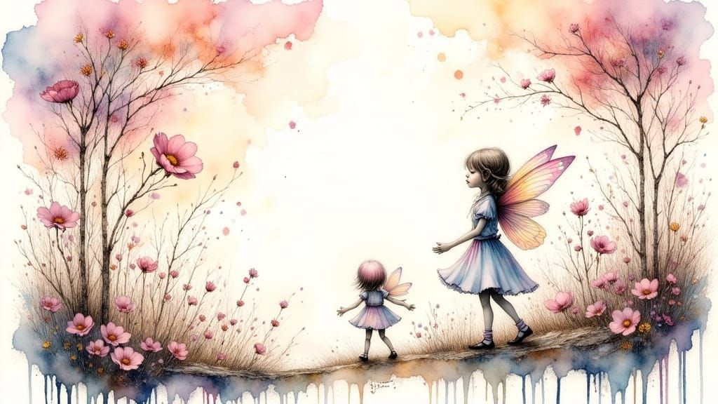 Ethereal Fairies Dancing in Surreal Watercolour