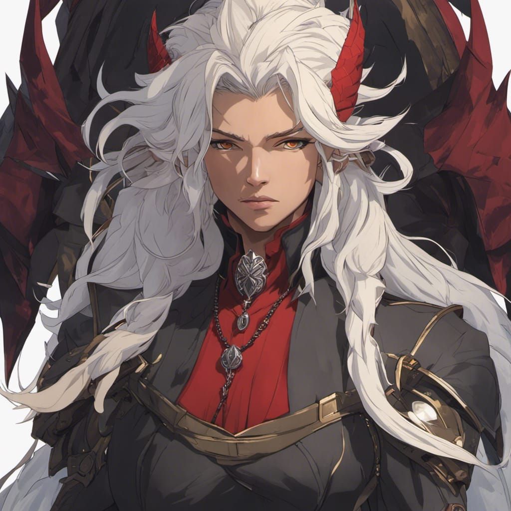 Ethereal Tiefling Portrait in Triadic Colors