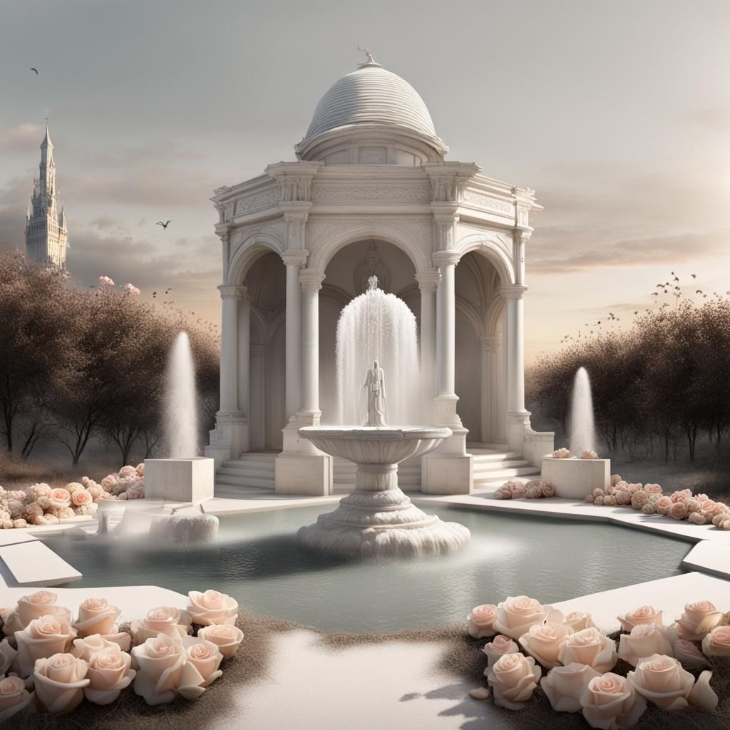 white fountain