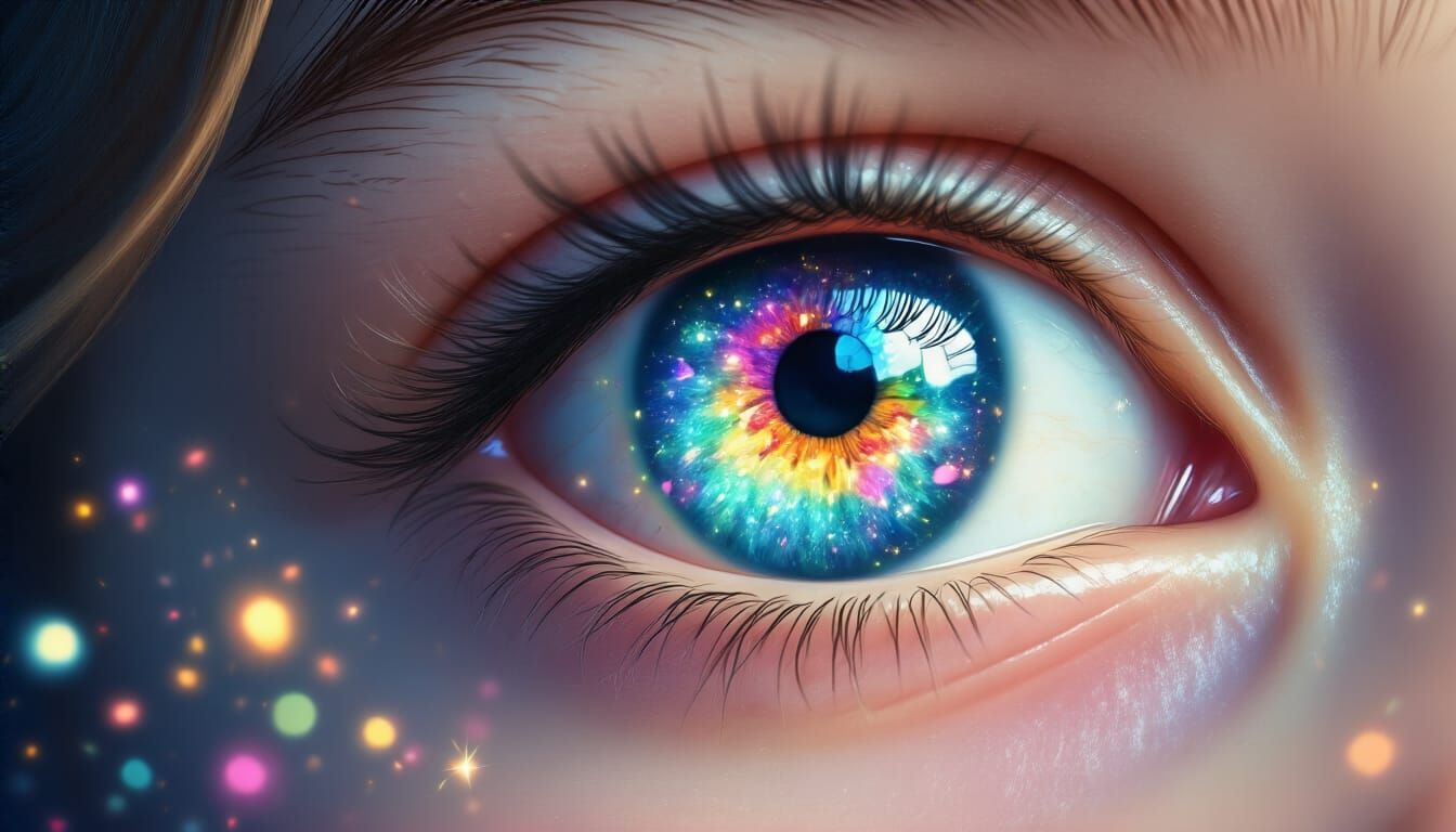 Surprised Girl's Eye Reveals Magical Iris