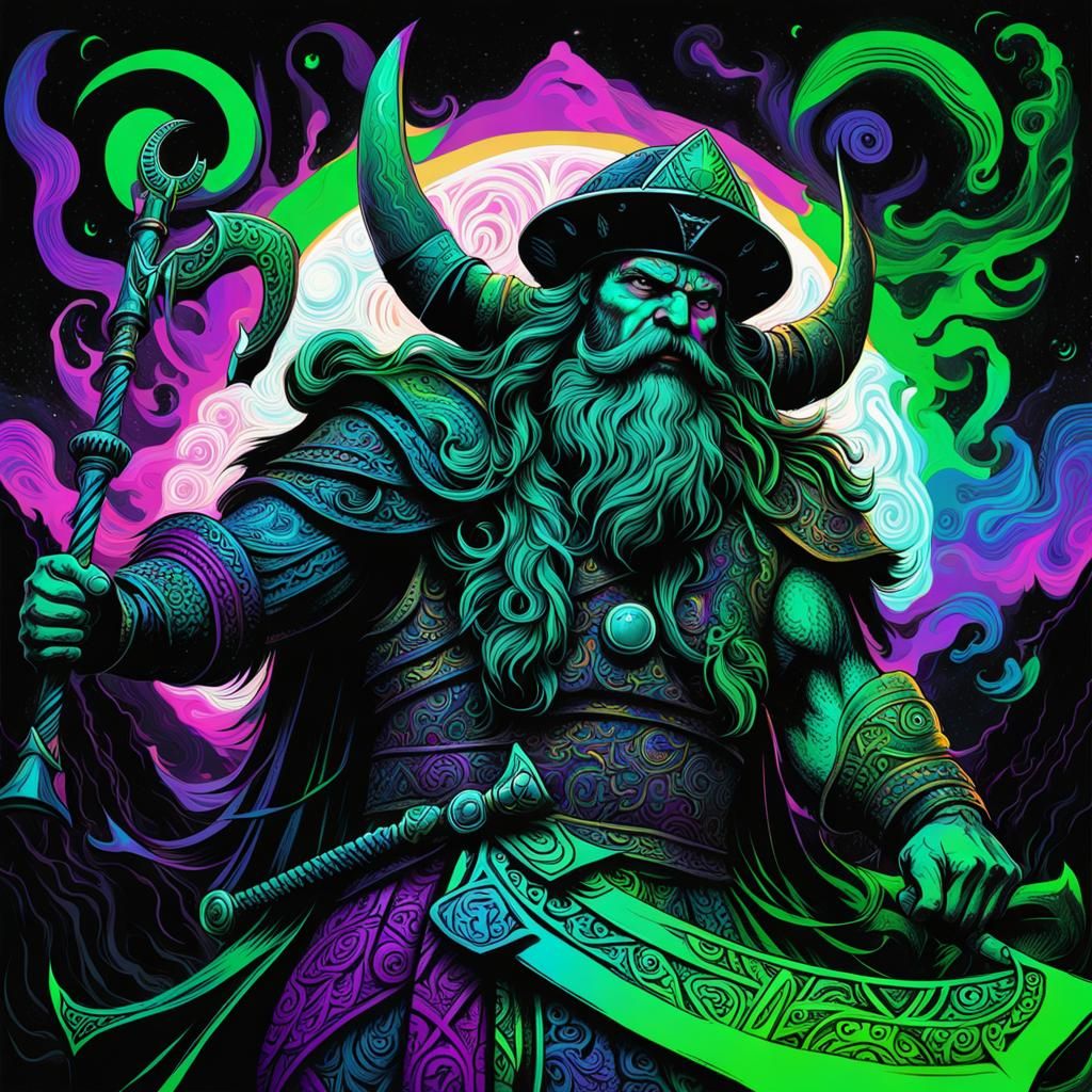 Viking Gods in Vibrant Psychedelic Colors