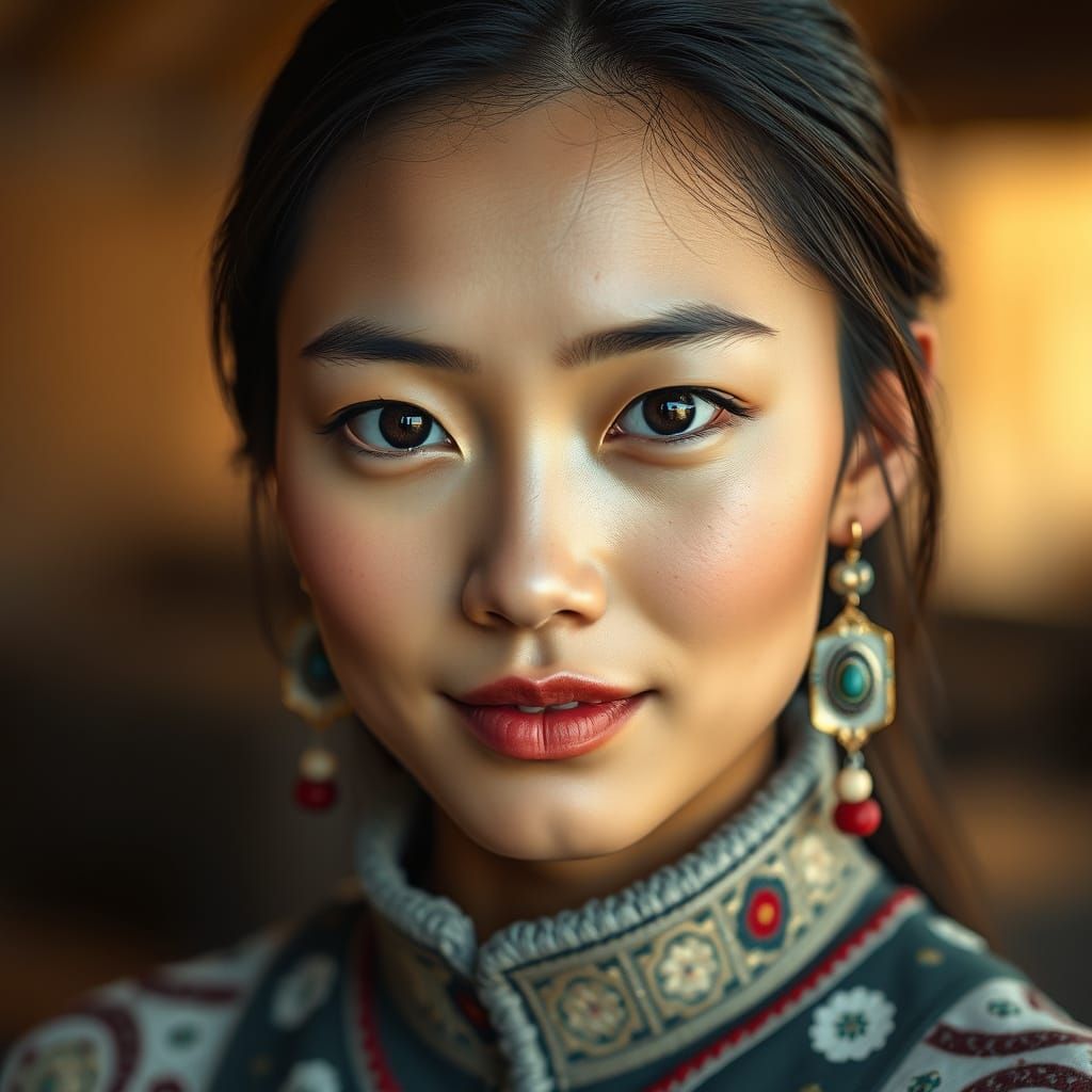 Soulful Inuvialuit Woman in Hyperrealistic Portrait