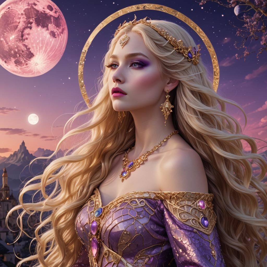 Vivid Goddess Portrait in Fantasy Digital Style