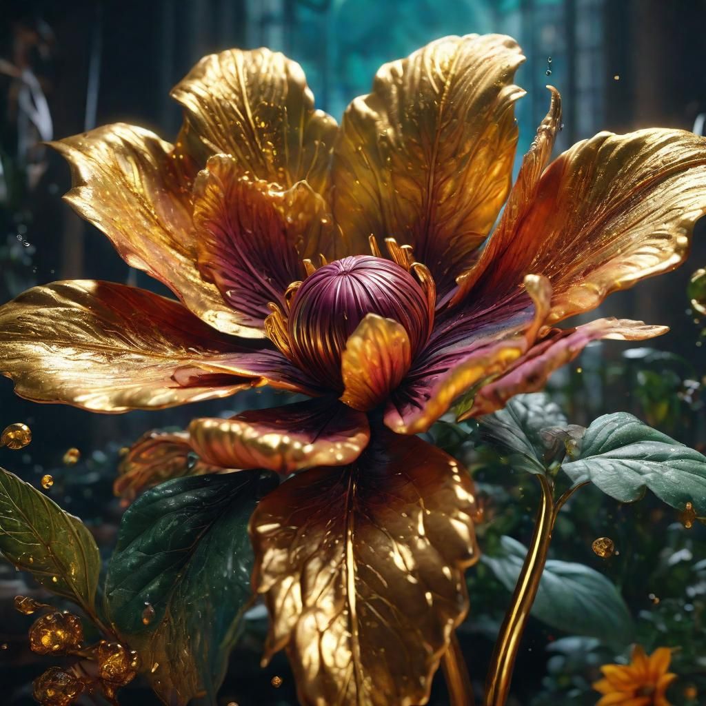 A Luminous Golden Bloom in Enchanted Herbology