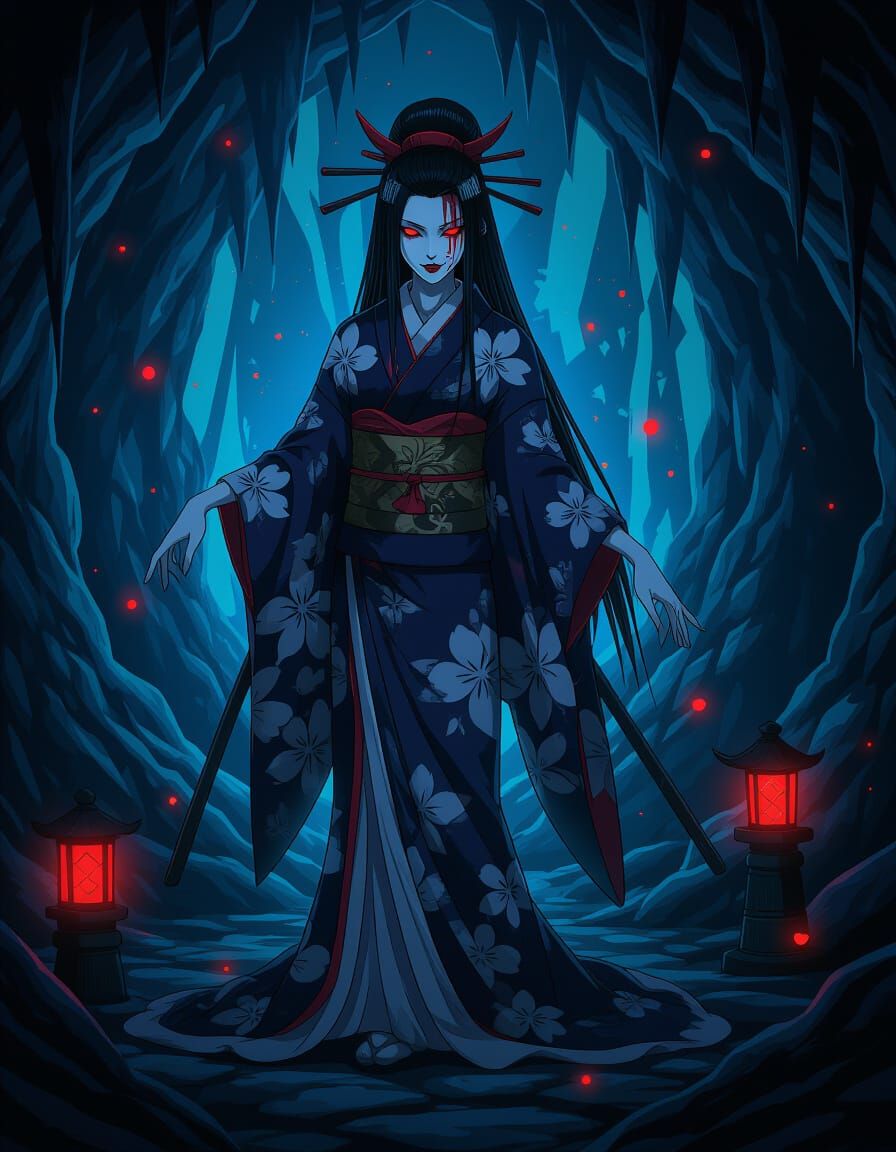 Izanami, Japanese Goddess of Death in Manga Style