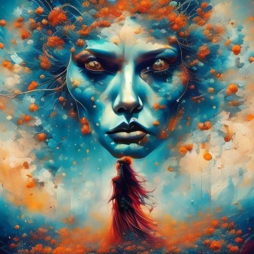 Cybernetic Woman in Alien Garden, Cinematic Photography