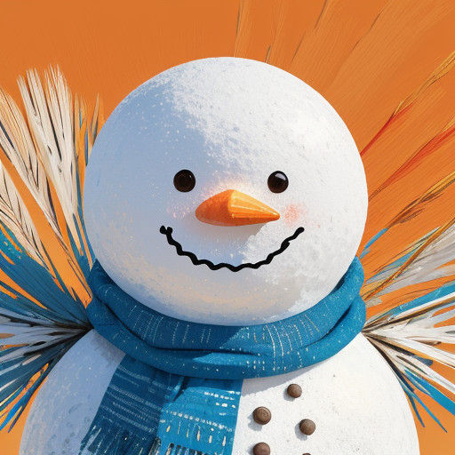 Vibrant Snowman Radiates Joy in Sahara Desert Landscape