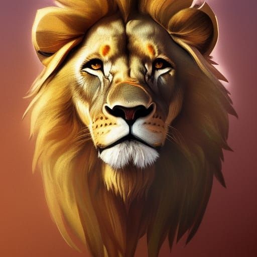 Surreal Lion Portrait in Hyperdetailed Concept Art Style