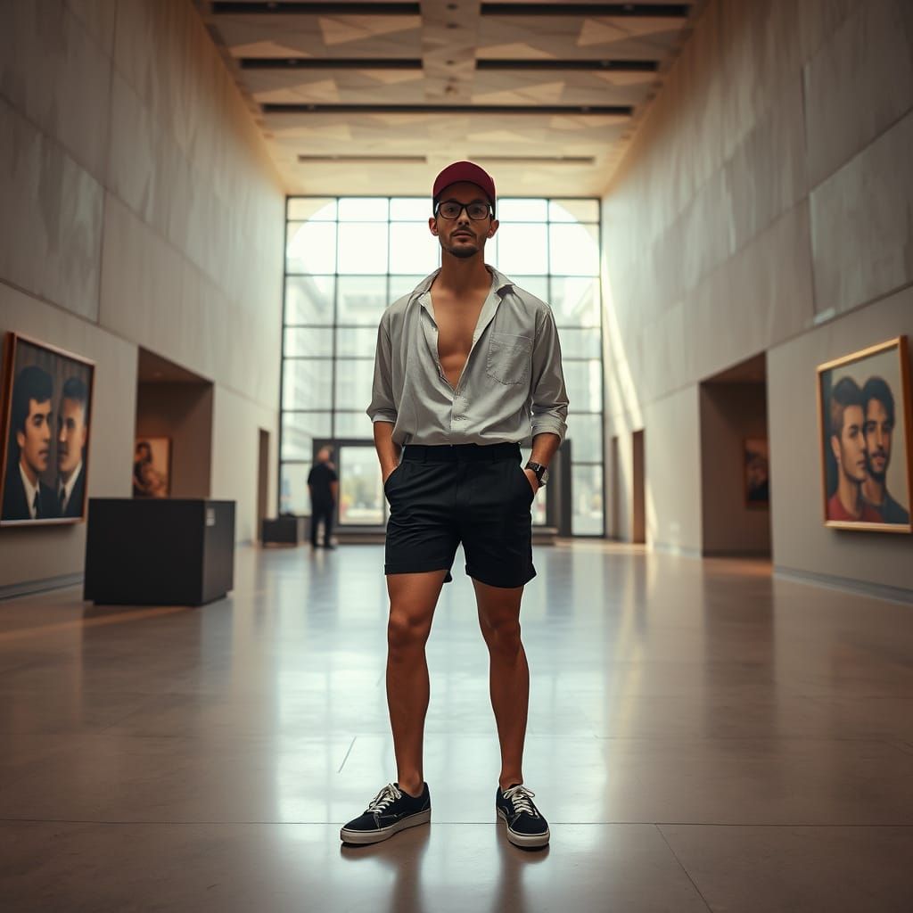 Men in Modern Art Museum, Herb Ritts Style