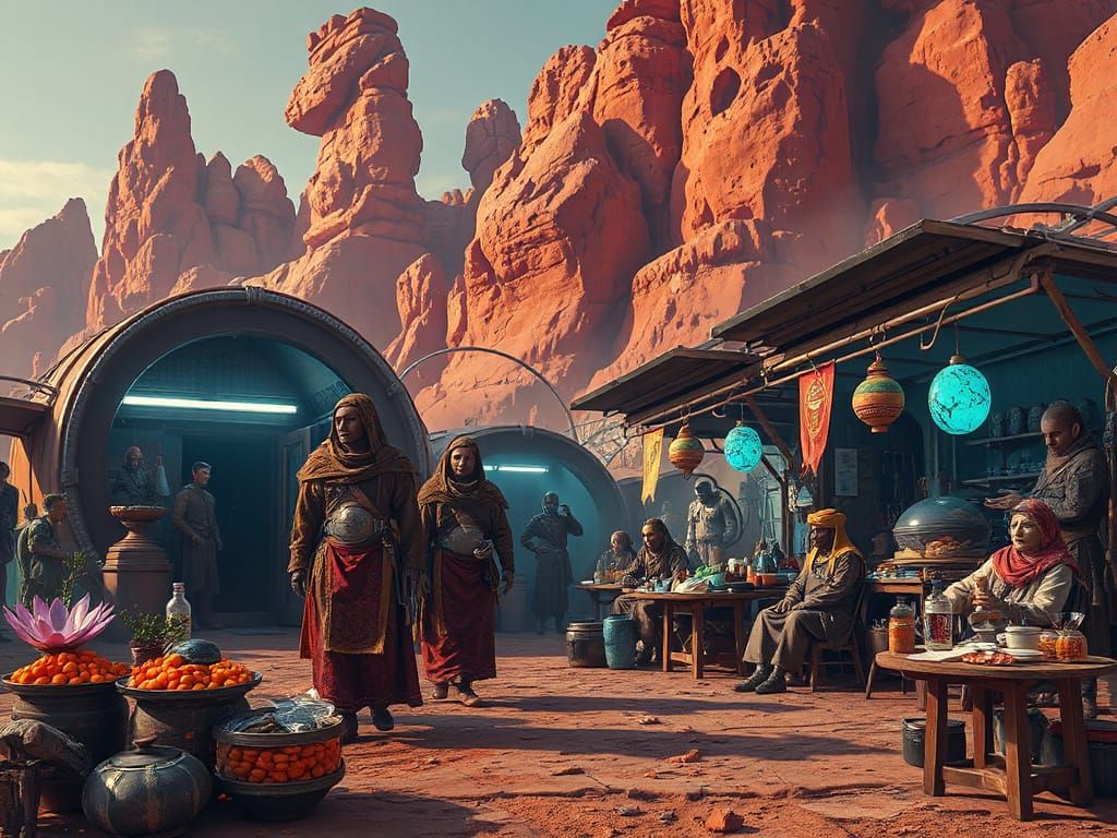 Bustling Alien Marketplace with Exotic Goods