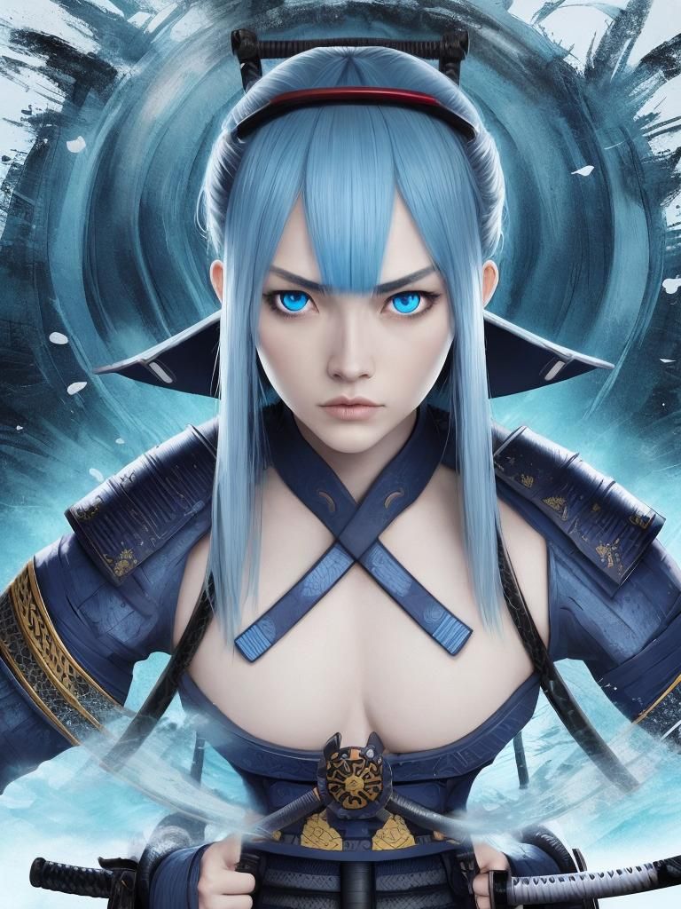 Surreal Samurai in Blue Eyes