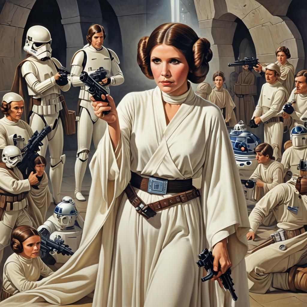 Reimagined Princess Leia in Vibrant British Pop Art Style