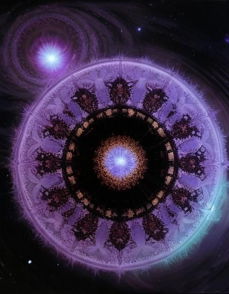 Ethereal Thistle Blooms in a Cosmic Steampunk Realm