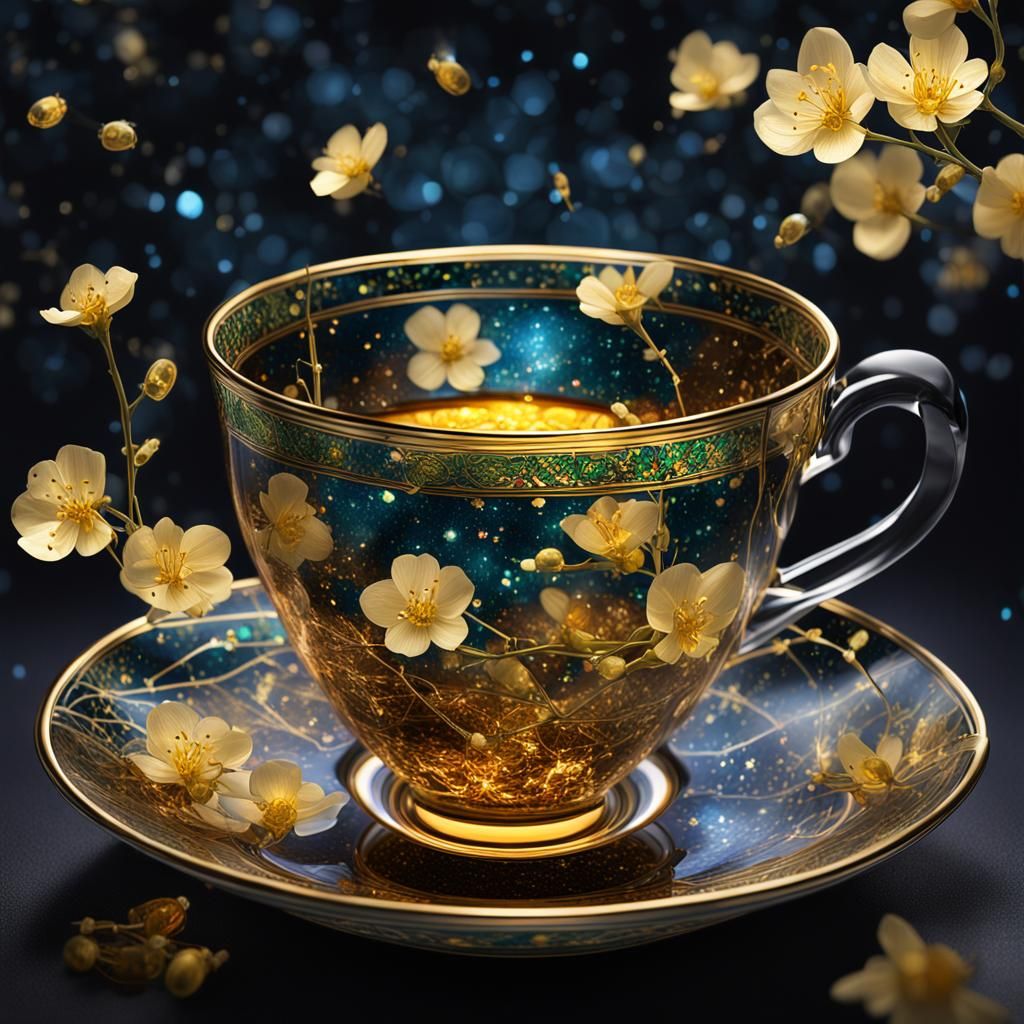Gustav Klimt-Inspired Teacup Radiates Magical Glow