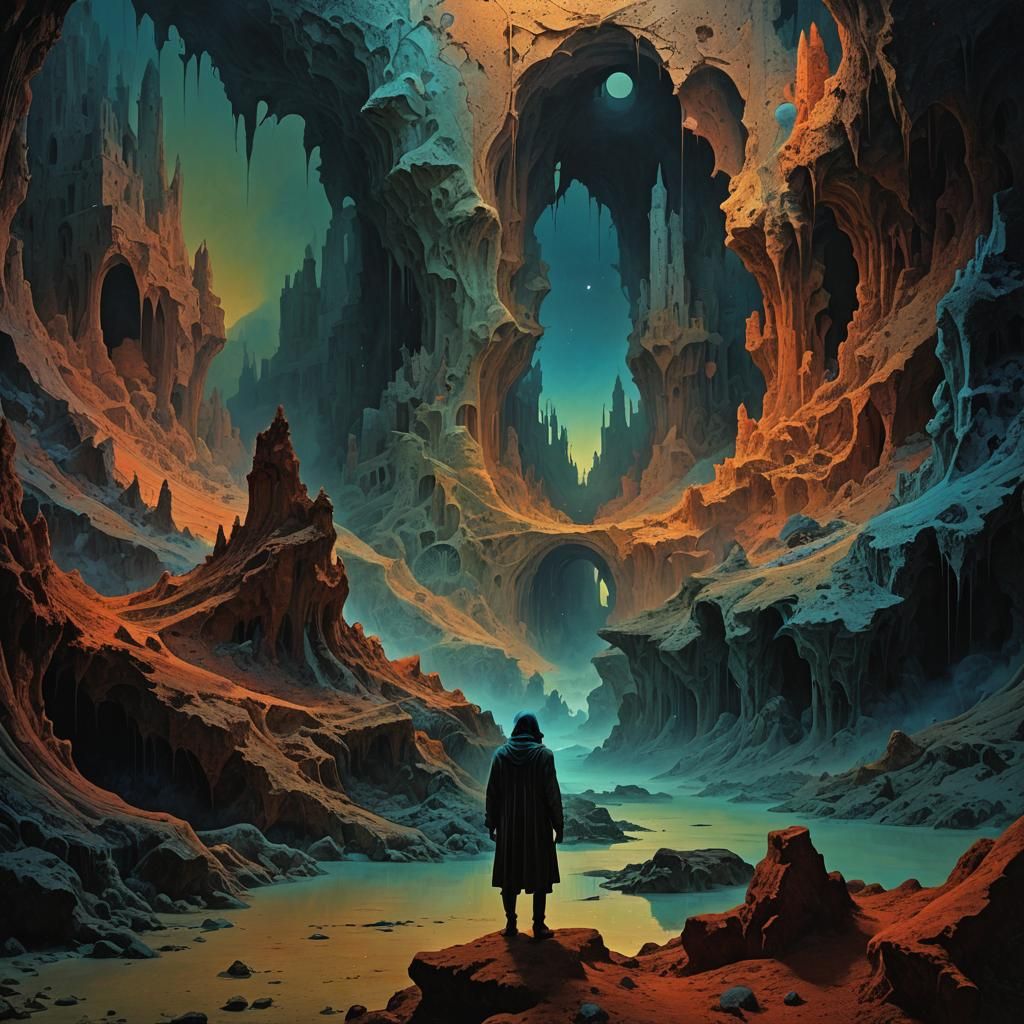 Surreal Mystical Moment Under Midnight Shadows