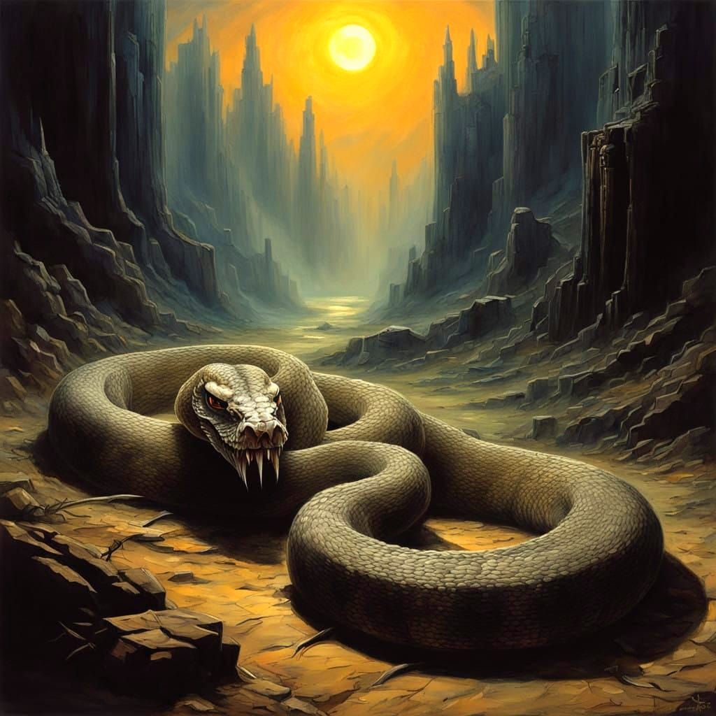 Menacing Desert Goliath Hunts Blonde Prey under Ominous Suns...