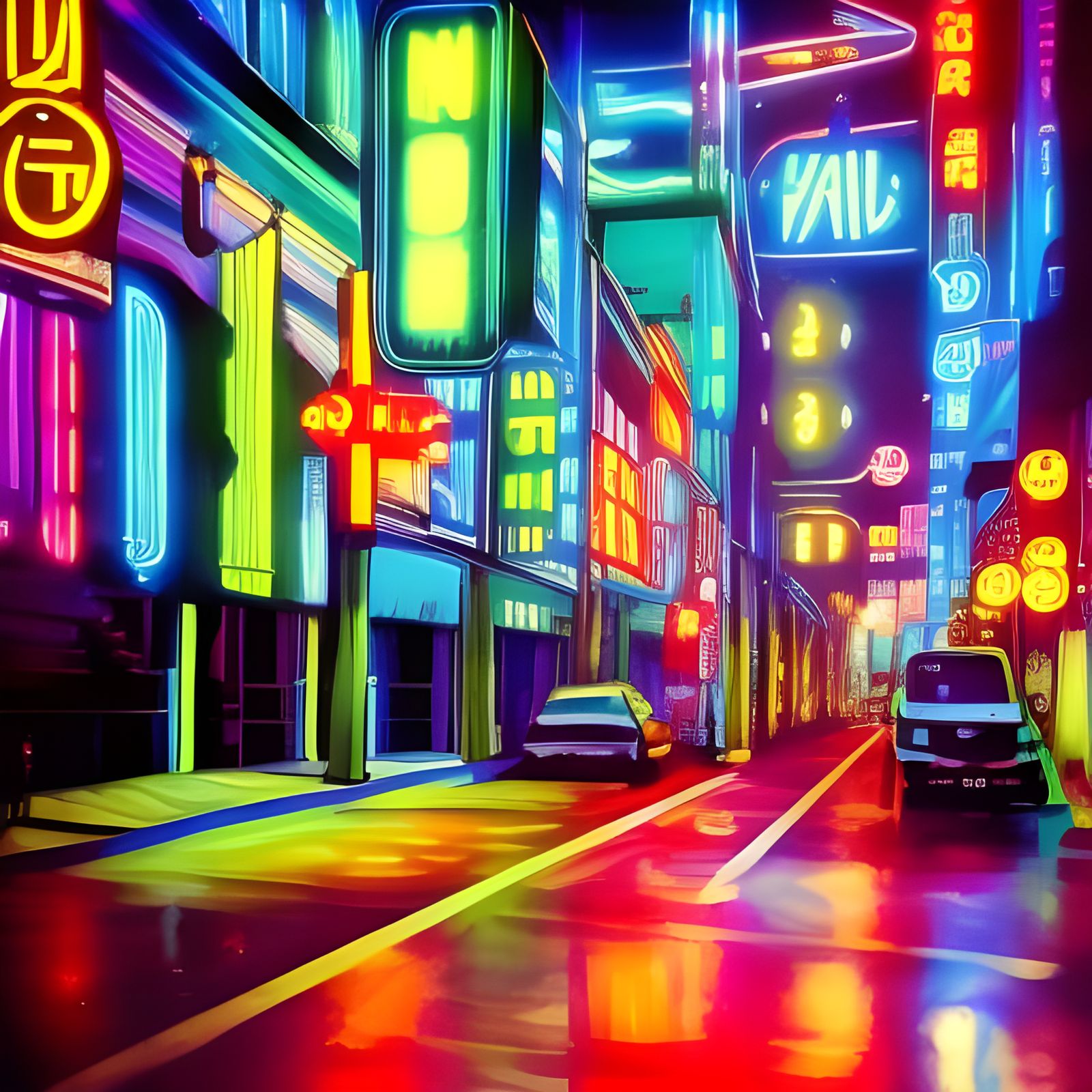 Neon lights, Shimmering neon lights, And at the fall of night, This city's made of lights