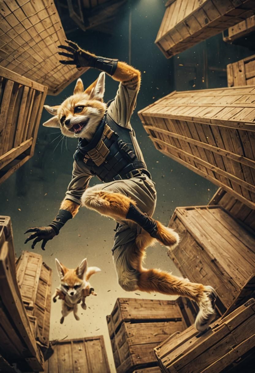 Cyberpunk Film Noir Fennec Fox Fight Scene