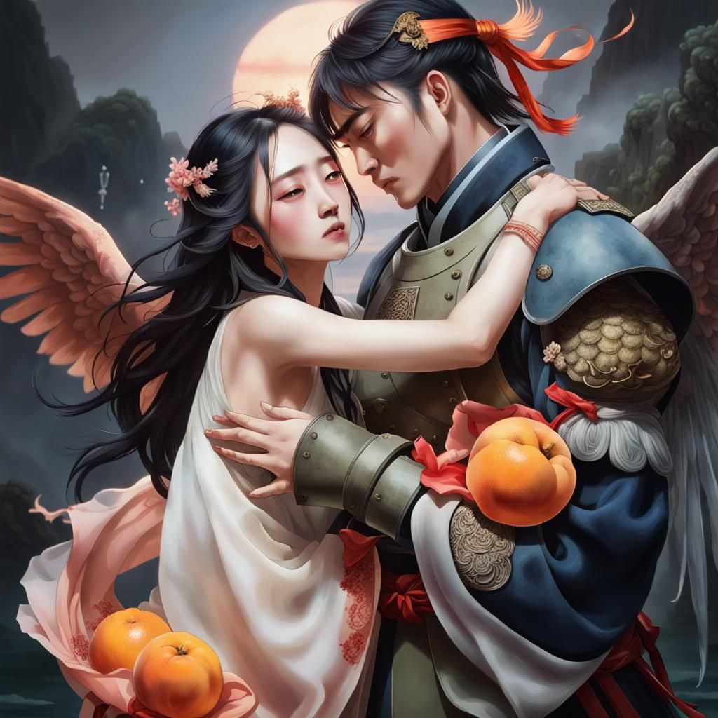 Surreal Angel and Devil United in Harmony