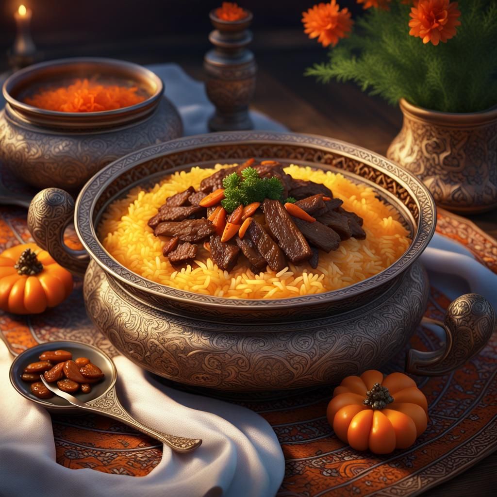 Lavish Afghan Winter Feast in a Snowy Garden