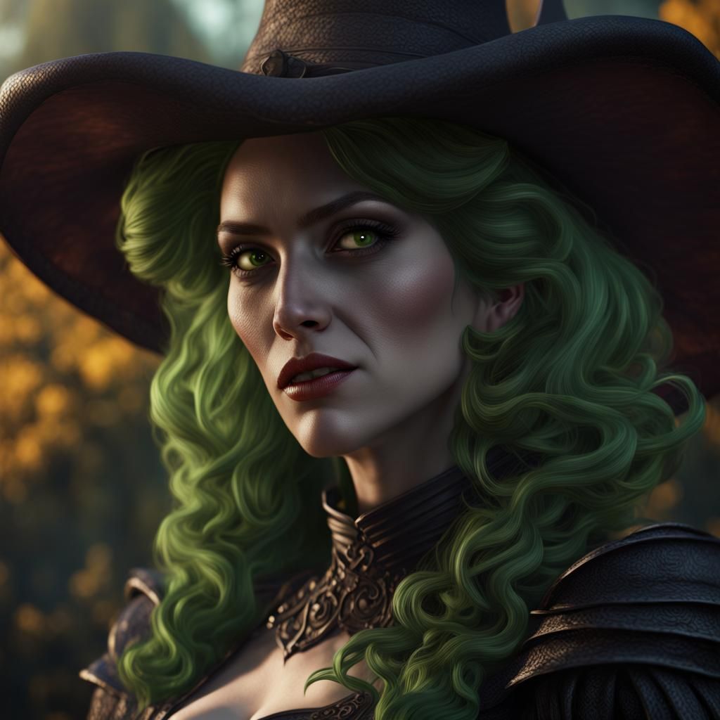 Majestic Wicked Witch of the West Close-Up in Detailed Fanta...