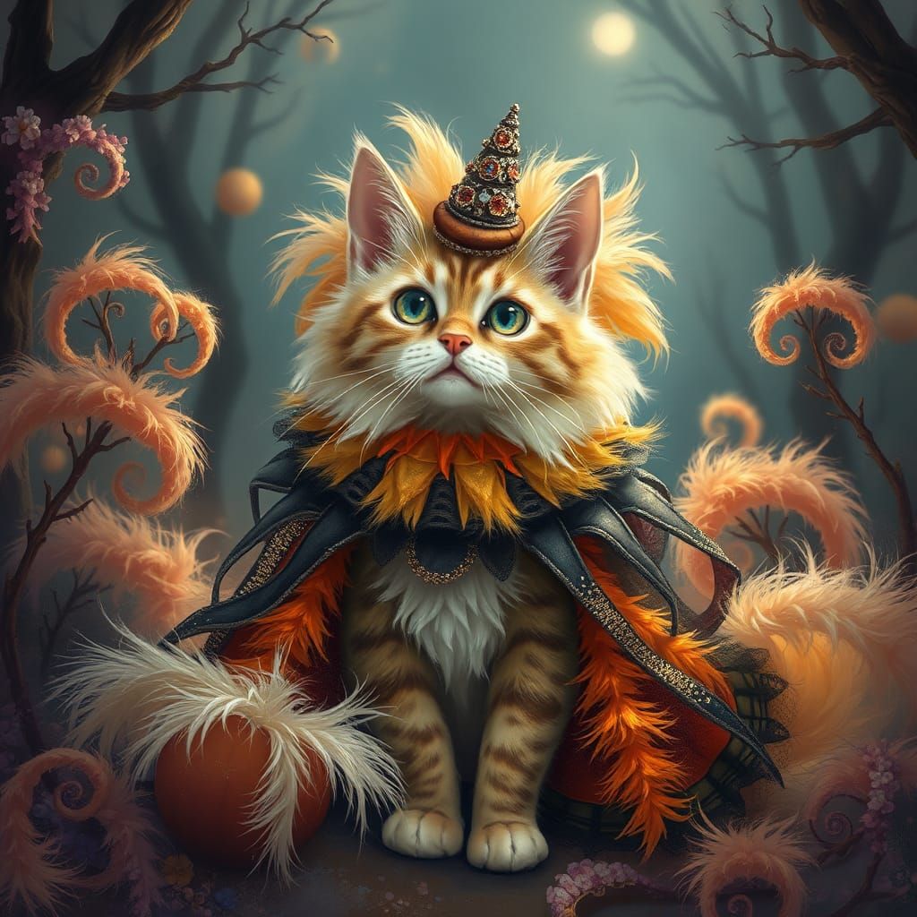 Whimsical Cat in Dreamy Halloween Costume