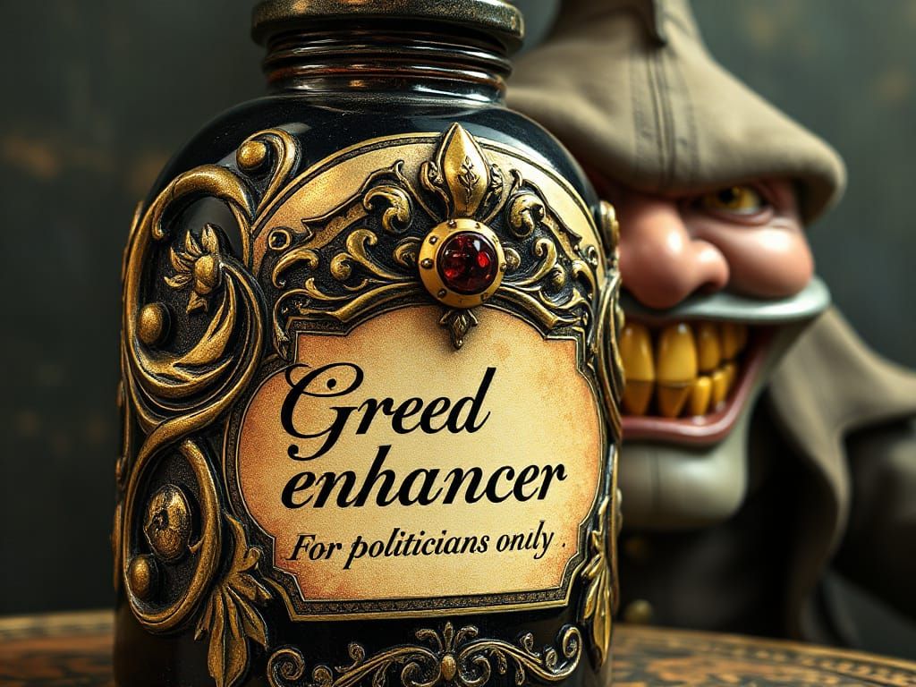 Surreal Fantasy Bottle with Cursed Label, in Whimsical Style