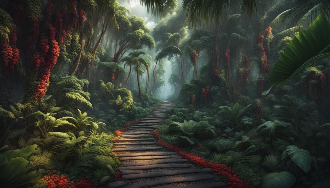 Mystical Jungle Realm in Vibrant Detail
