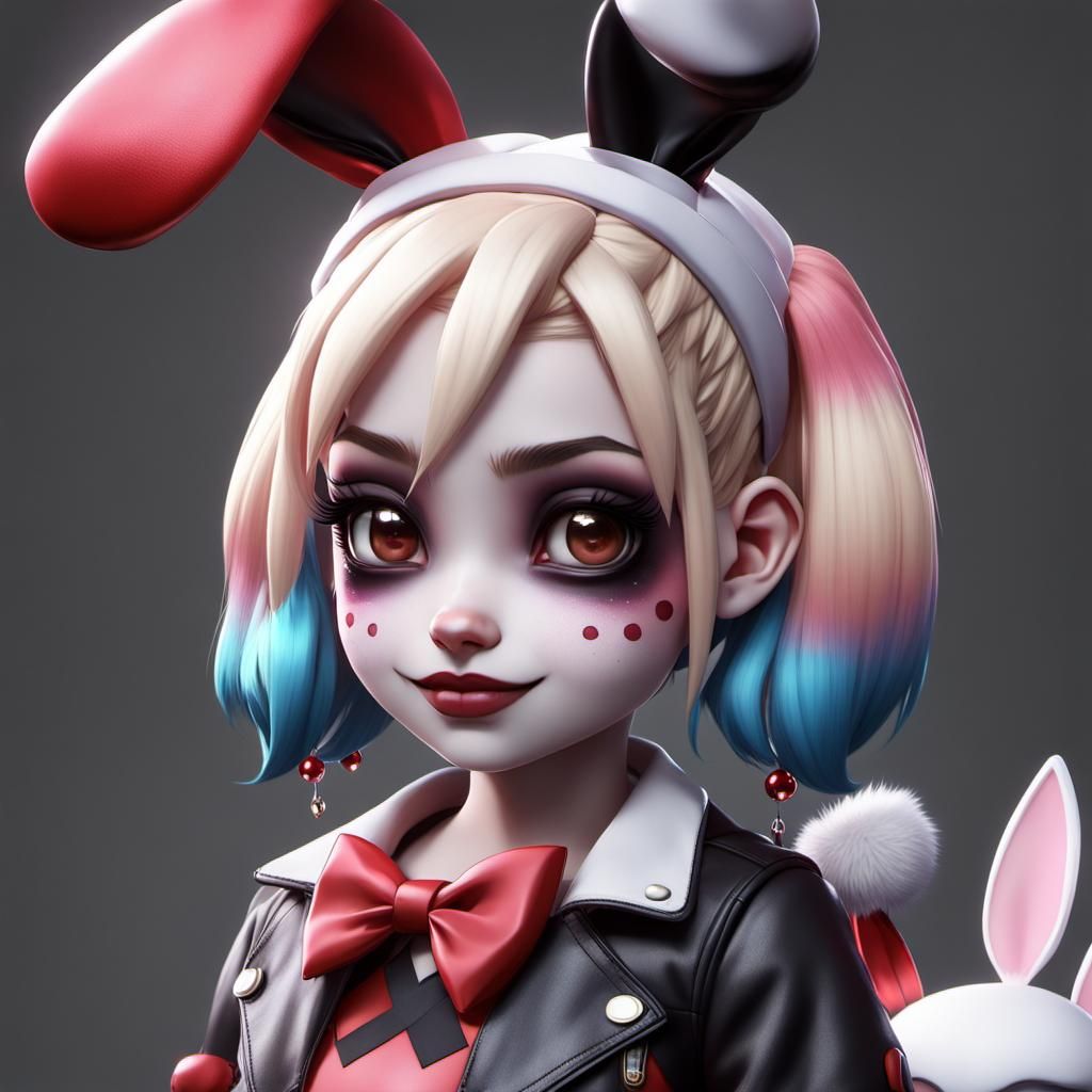 3D Toddler Harley Quinn in Cute Cityscape