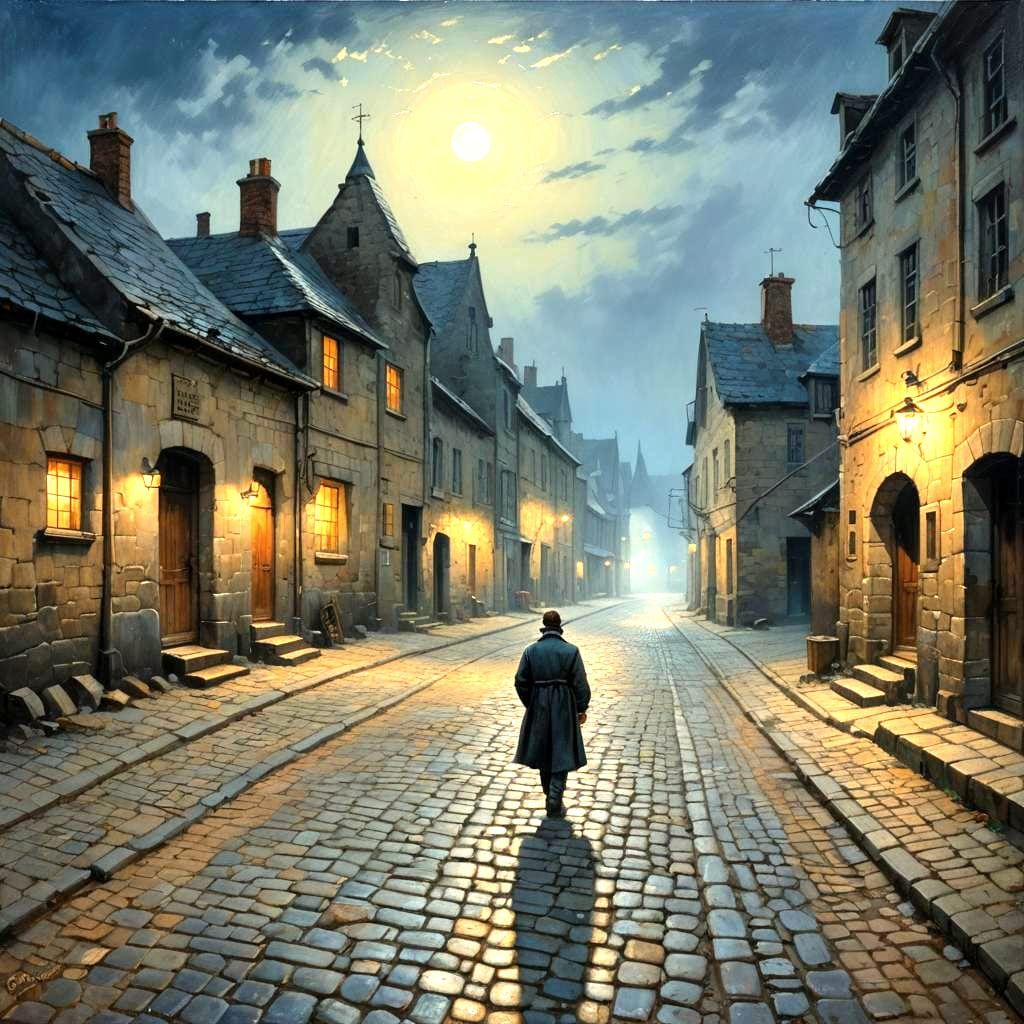 Moonlit Streets in an Abandoned Village