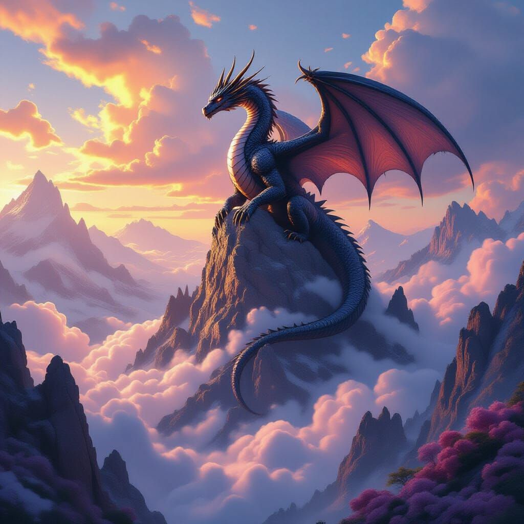 Obsidian Dragon Above Candy Floss Valley