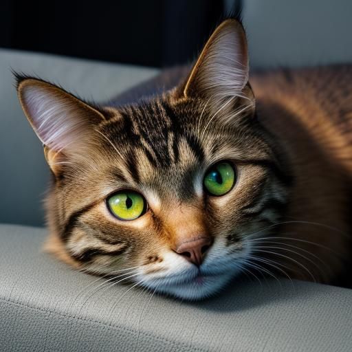 Golden Cat in Warm Ambiance, in Oil Painting Style