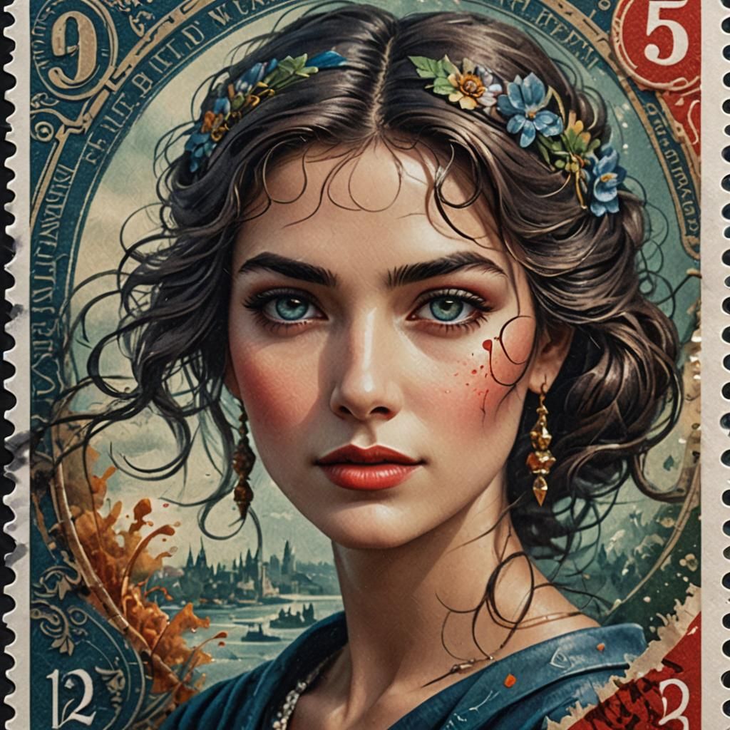Ethereal Vintage Lady in Richly Colored Fantasy Portrait