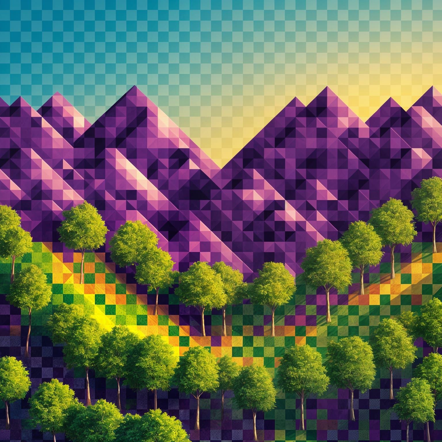 Checkered Paradise in Vibrant Hues