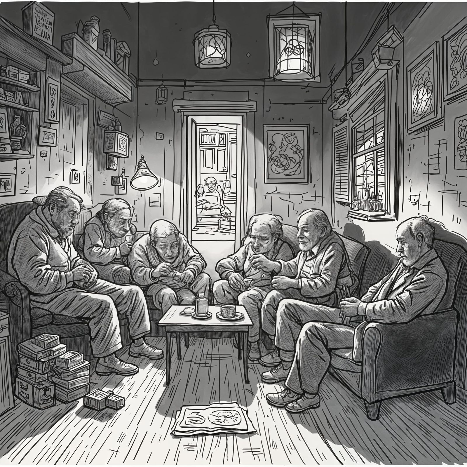 Intimate Evening Gathering by the Fireplace